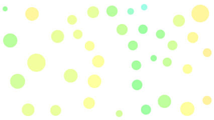 A light, abstract pattern of overlapping yellow and green circles on a white background.