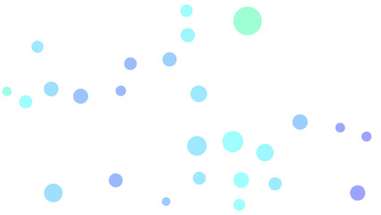 A scattered arrangement of various light blue and mint green circles of differing sizes against a white background.