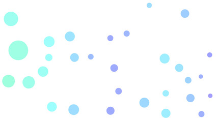 Abstract design featuring scattered, pastel-colored circles in shades of blue and green, set against a white background.