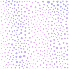 A soft gradient background featuring scattered pink and blue circles of varying sizes on a white surface.