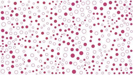 A white background covered in various pink circles of different sizes, creating a playful and vibrant pattern.