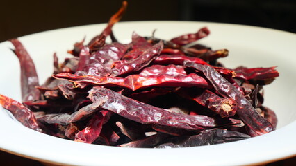 Dried red and dark chilies, a key ingredient in Asian cooking