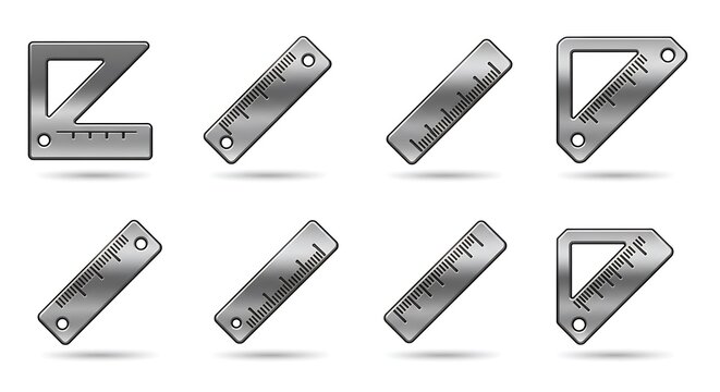 Metallic Rulers and Set Squares: A Digital Illustration Set AI Generated - Powered by Adobe