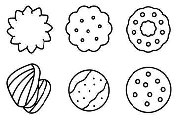 cookies line art hand drawn sketch of tasty cookies