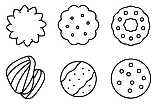 cookies line art hand drawn sketch of tasty cookies