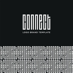 Logo Connect with brand pattern in black and white colours for business company visual identity