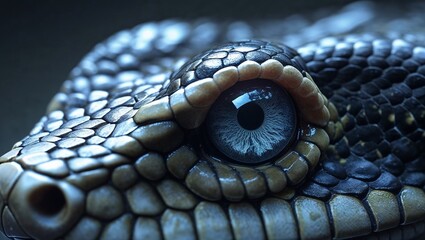 Extreme close up snake eye and texture snake skin , realistic.