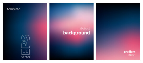 Obraz premium Abstract liquid background set. Gradient mesh. Effect bright color blend. Blurred fluid colorful mix. Modern design template for web covers, ad banners, posters, brochures, flyers. Vector EPS