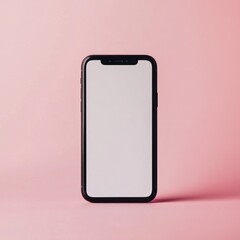 Modern black smartphone on pink background