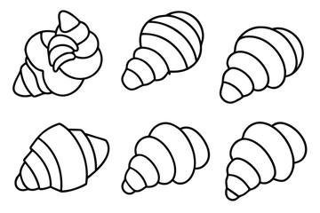 croissants line art vintage French pastry illustration design