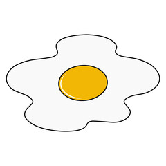 Cartoon illustration fried egg with a bright yellow yolk