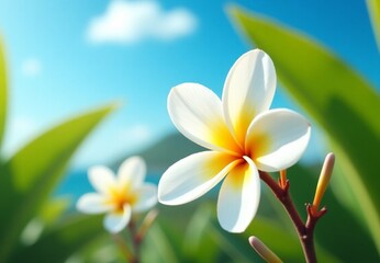 Fototapeta premium Frangipani flower in natural background