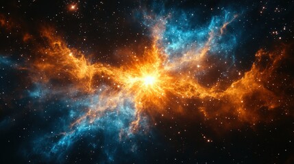 Fototapeta premium Cosmic explosion in nebula with stars