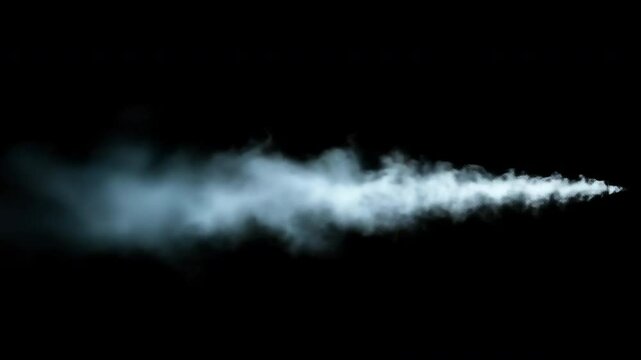 Dense Smoke Trail Against Black Background