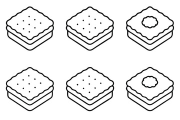 custard cream line art elegant smooth dessert illustration