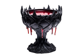 Intricate obsidian chalice with Gothic vampire motifs and detailed craftsmanship On PNG Background