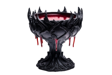 Intricate obsidian chalice with Gothic vampire motifs and detailed craftsmanship On PNG Background