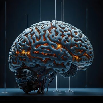 Futuristic AI Brain Neural Network Technology Concept Art