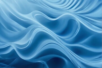 Fototapeta premium Fluid and ethereal abstract digital art with light blue wavy lines on dark blue background creating movement and depth.