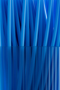 Abstract close-up of blue straps with a modern geometric pattern