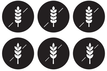 Set of Gluten free label vector icons set. No wheat symbols templates design for gluten free food package or dietetic product nutrition sign. Vector Illustration. Vector Graphic
