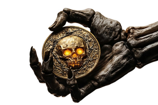 Skeletal pirate hand holding ancient map with haunted aura