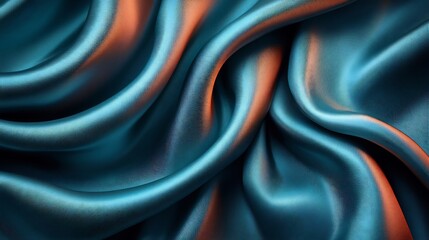 Obraz premium Blue Silk Fabric Texture with Elegant Drape.