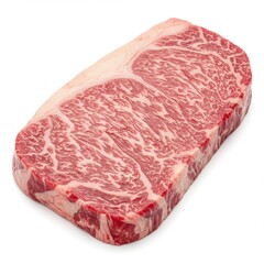 Fototapeta premium Marbled wagyu steak cut raw and fresh on white background