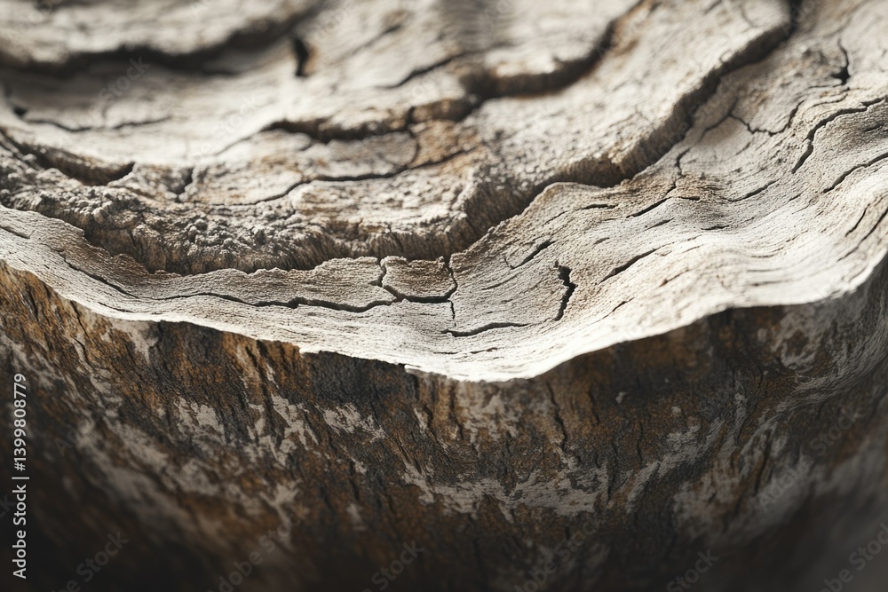 Poster Close-up view of weathered wood texture, showing intricate cracks and patterns.