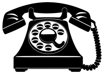 DialCraft Elegant Vector Dialer Telephone Emblem RetroRingMark Dynamic Telephone Symbol.Vintage rotary telephone silhouette retro communication technology.
