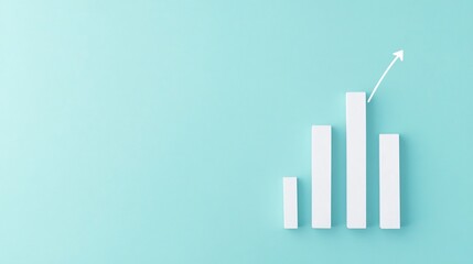 White growth chart steadily ascends against pastel blue background showcasing positive progress. AI Generated