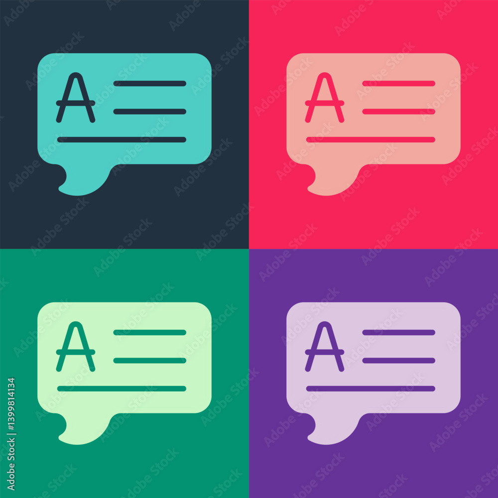 Poster pop art speech bubbles with answer icon isolated on color background. faq sign. chat speech bubble a