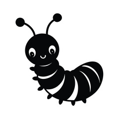 caterpillar cute head vector art silhouette