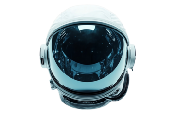 Futuristic space helmet featuring advanced reflective visor technology On PNG Background