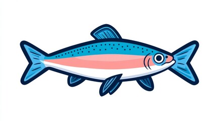 Fototapeta premium a rainbow trout minimalist icon, modern graphic design, flat style, soft color tones, isolated on white background