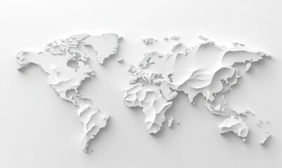 3D world map, monochrome, clean design