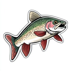 Fototapeta premium a rainbow trout tattoo concept, inked illustration, artistic black lines, bold features, isolated on white background