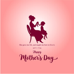 Happy Mothers Day Social Media Creative with Mom Braiding Daughters Hair 