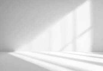 Minimalistic White Space with Soft Natural Light and Dramatic Shadows Evoking Serenity
