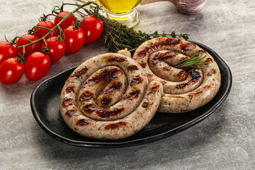 Grilled natural spiral meat sausage