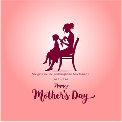 Happy Mothers Day Social Media Creative with Mom Braiding Daughters Hair 