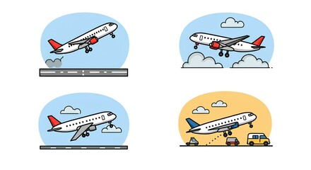 Naklejka premium Set Of Vector Planes