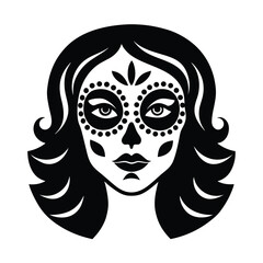 catrina face elegant makeup vector art silhouette