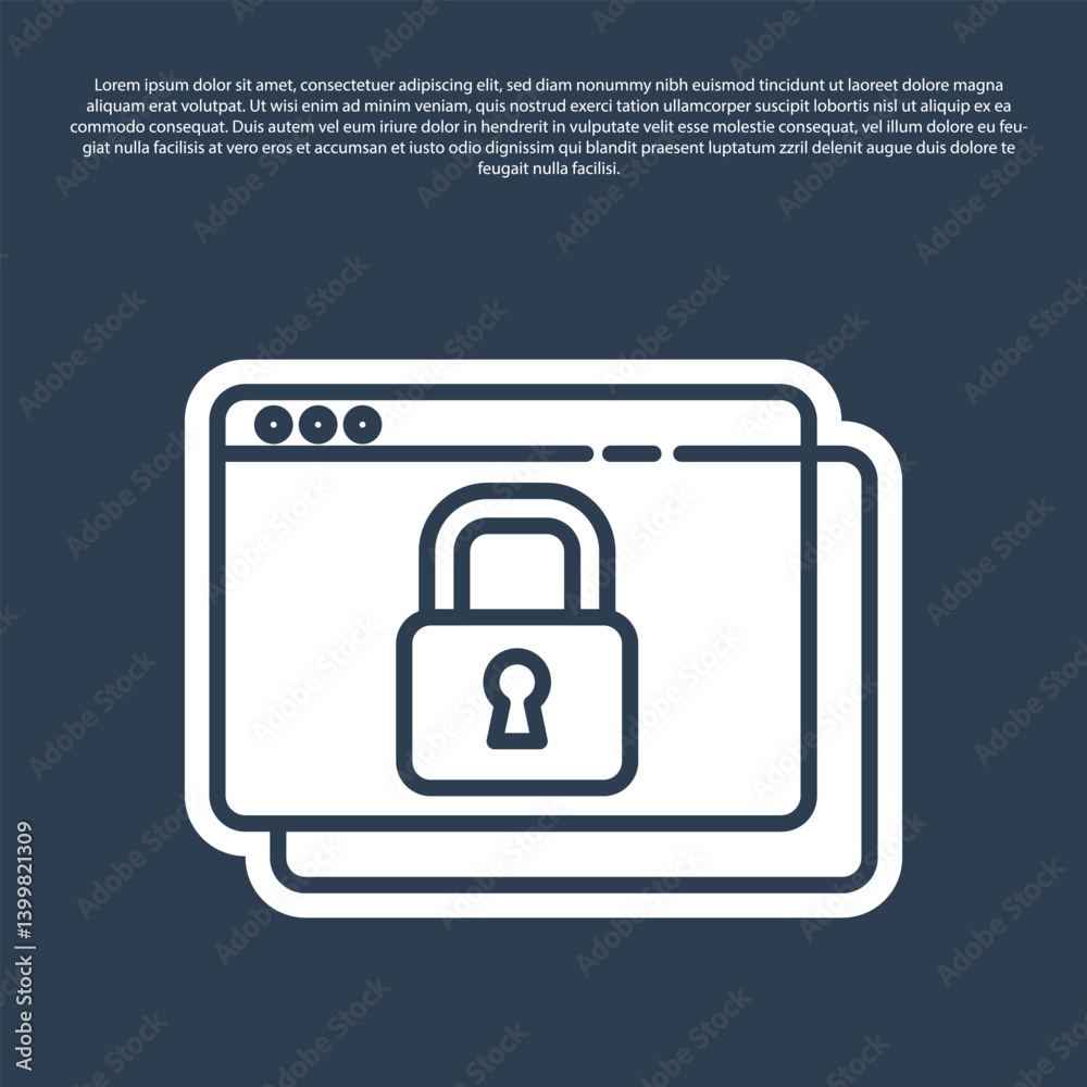 Poster blue line secure your site with https, ssl icon isolated on blue background. internet communication 