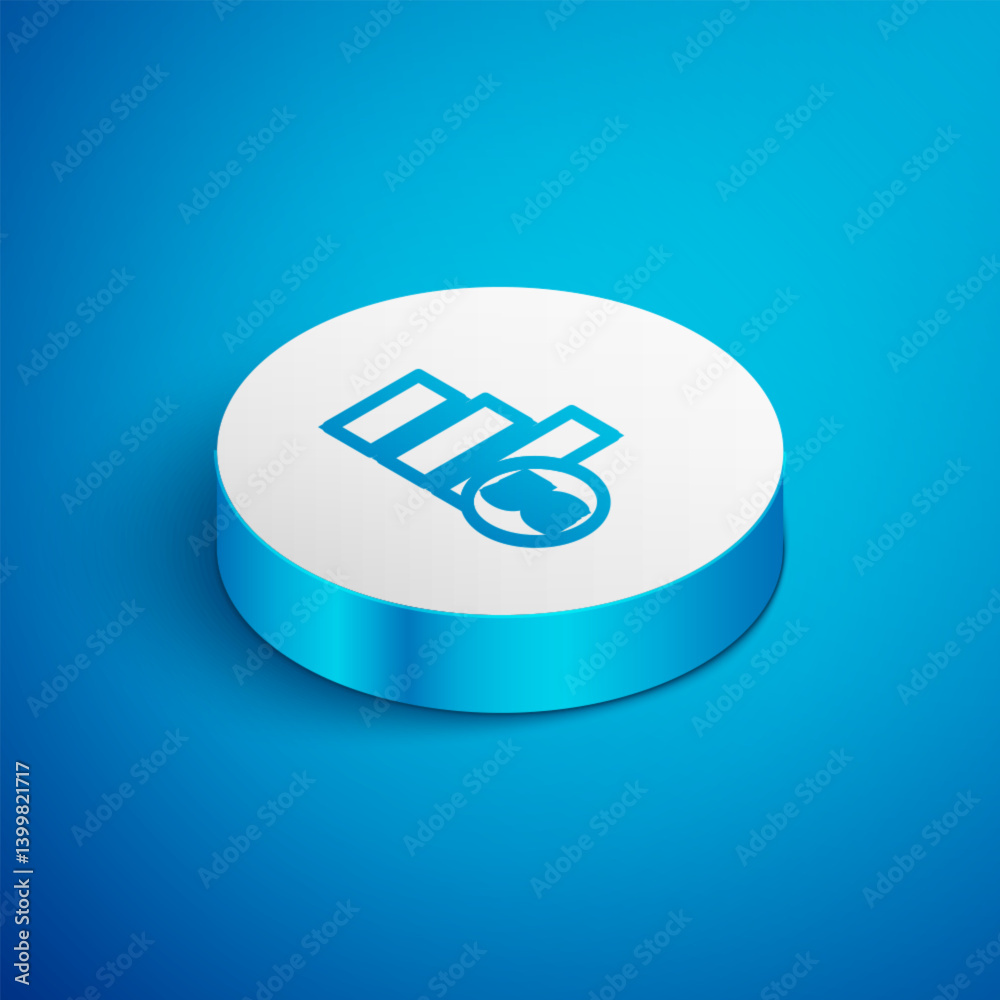 Poster isometric line 5g new wireless internet wifi connection icon isolated on blue background. global net