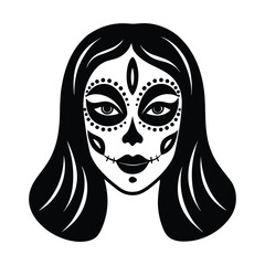 catrina face elegant makeup vector art silhouette