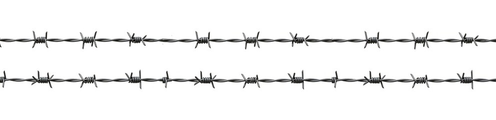 WIde Barbed Wires isolated on transparent background, PNG 