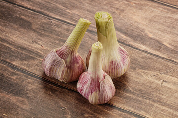 Young garlic heap for cooking