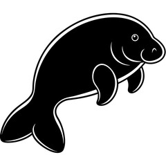 Obraz premium cute manatee silhouette vector illustration