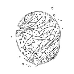 Celestial Sphere: Hand-Drawn Starry Graphic